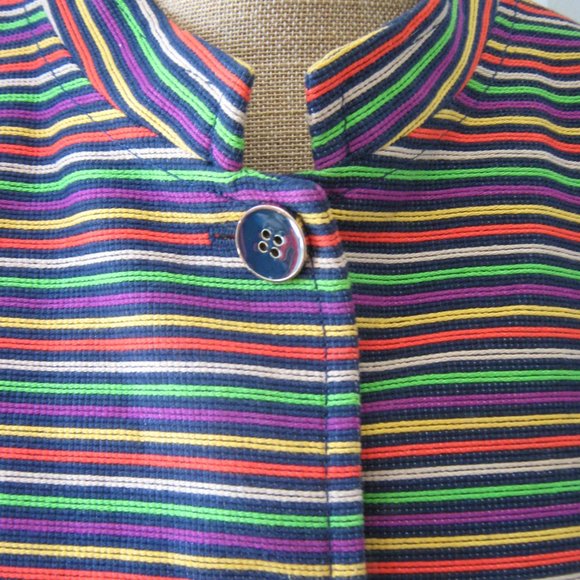 Talbots Navy Multi-colored Striped Jacket with Pockets - Picture 3 of 6